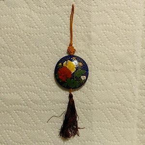 *3/$20* New Vintage Cloisonne Double Sided puff pendant with tassel